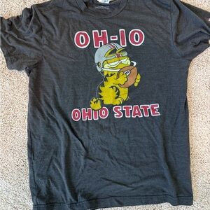 HOMAGE Gray and Red Ohio State Short Sleeve Tee